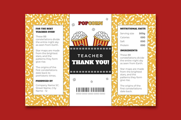 creative popcorn teacher appreciation label