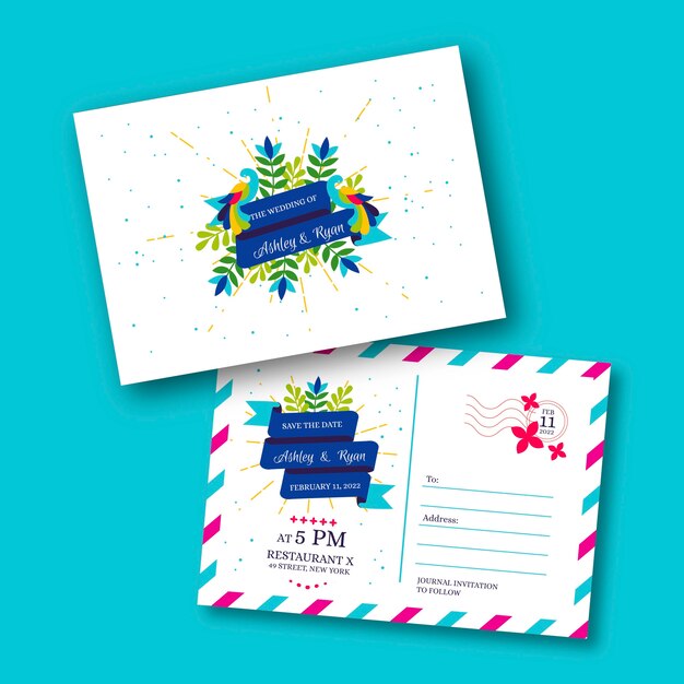Creative postcard wedding invitation