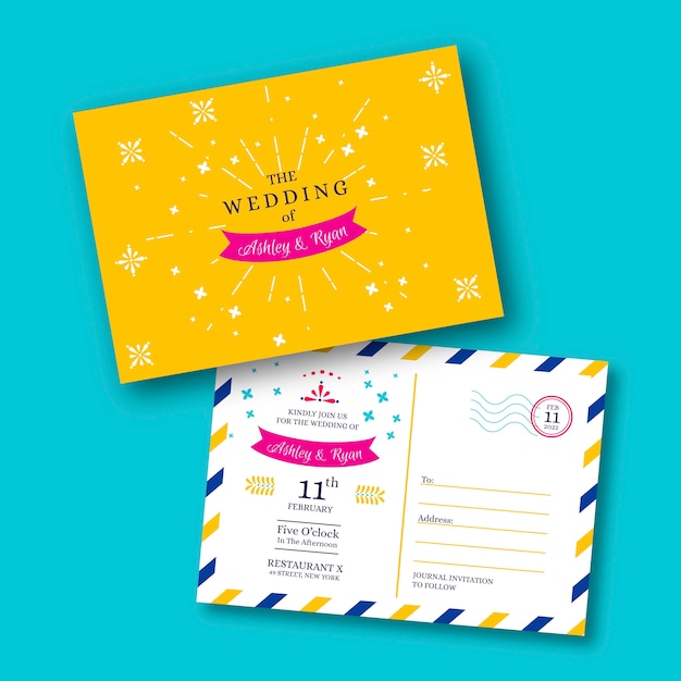 Creative postcard wedding invitation