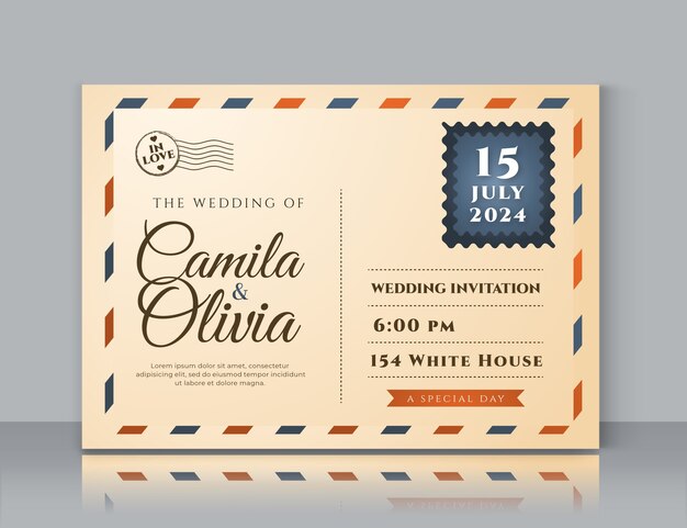 Creative postcard wedding invitation