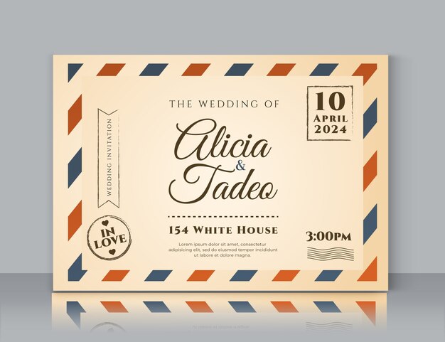 Free vector creative postcard wedding invitation