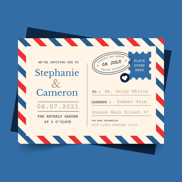 Creative postcard wedding invitation