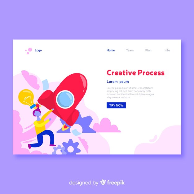 Creative process concept landing page template