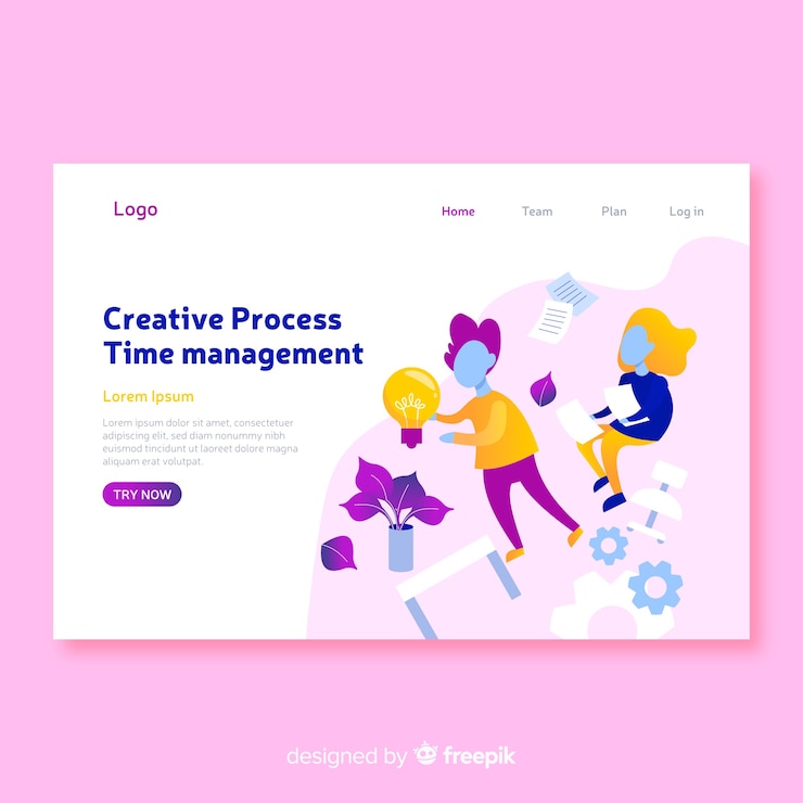Free Vector creative process concept landing page template