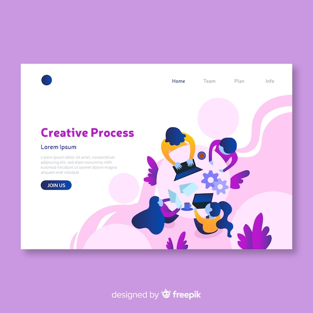 Creative process concept landing page template