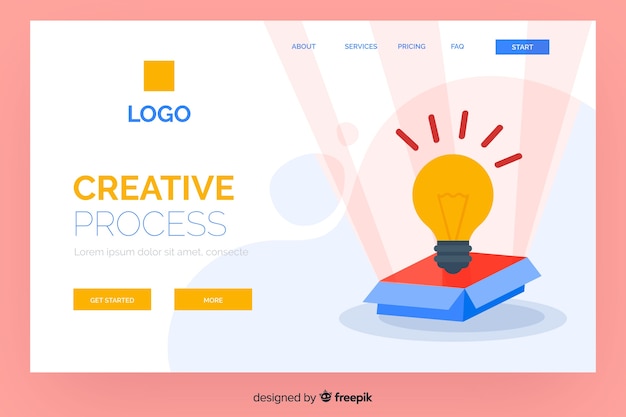 無料ベクター クリエイティブプロセスのランディングページテンプレート