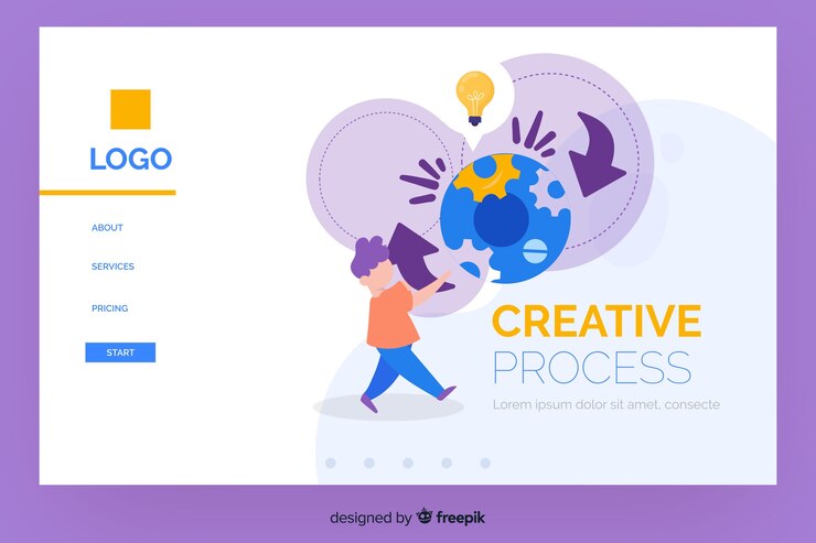 Free Vector creative process landing page template