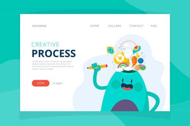 クリエイティブプロセスのランディングページテンプレート