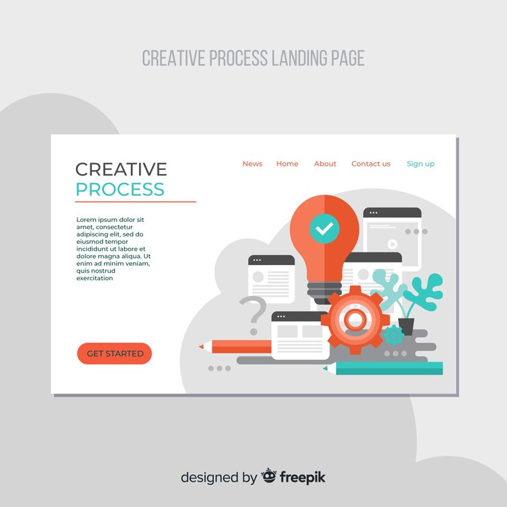 Free Vector creative process landing page