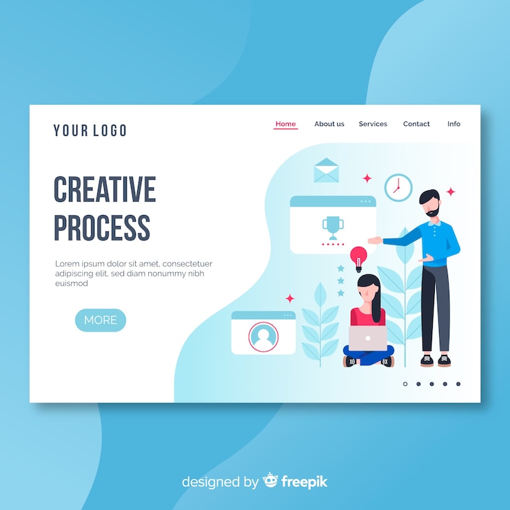 Free Vector creative process landing page
