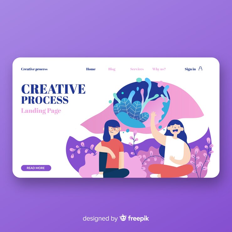 Free Vector creative process landing page