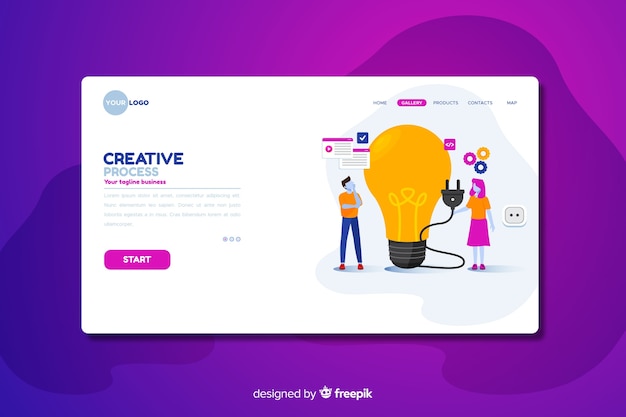 Creative process landing page