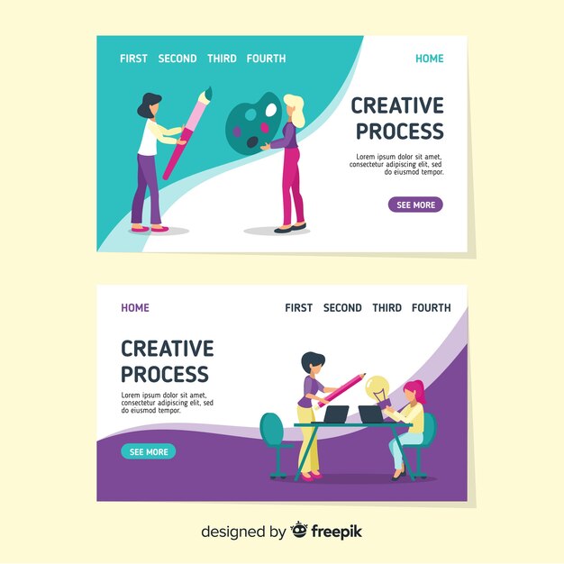 Creative process landing page