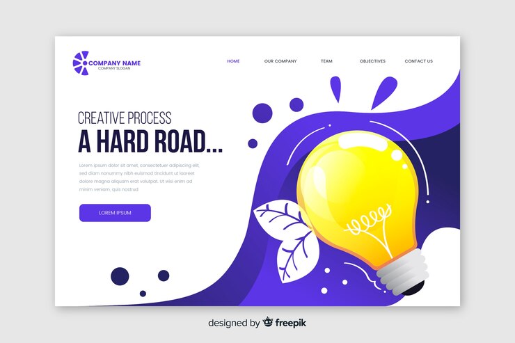 Free Vector creative process landing page
