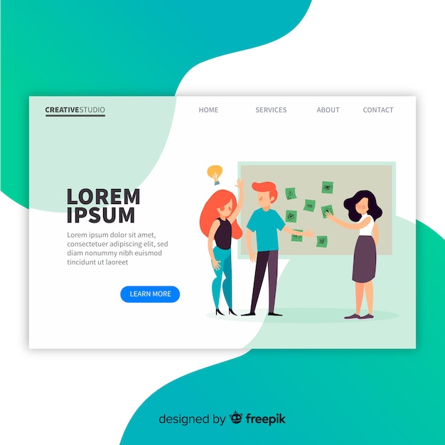 Free vector creative process landing page