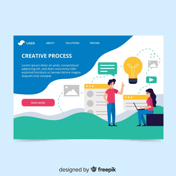 Free Vector creative process landing page