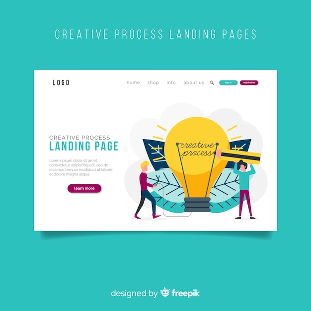 Free vector creative process landing page