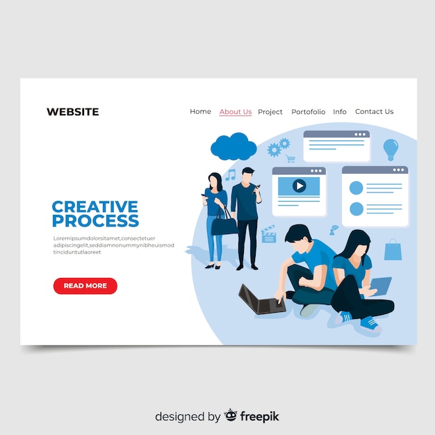 Free vector creative process landing page