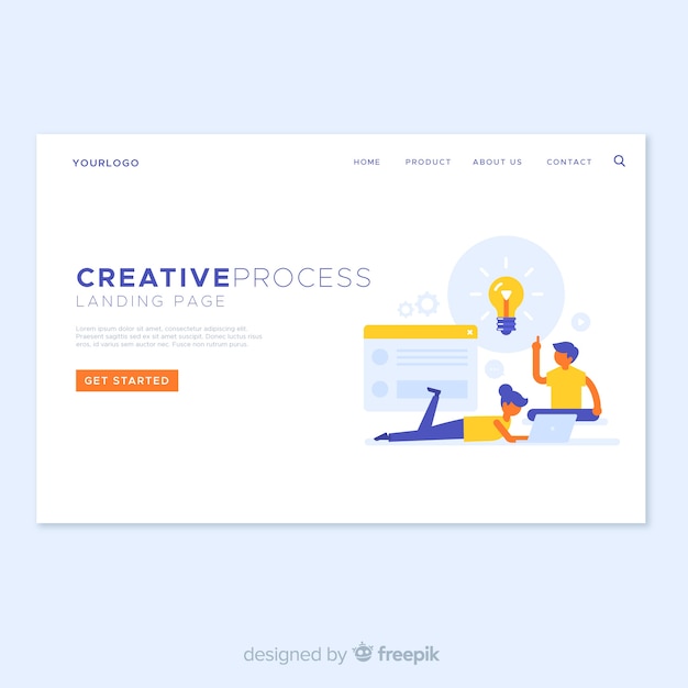 Creative process landing page