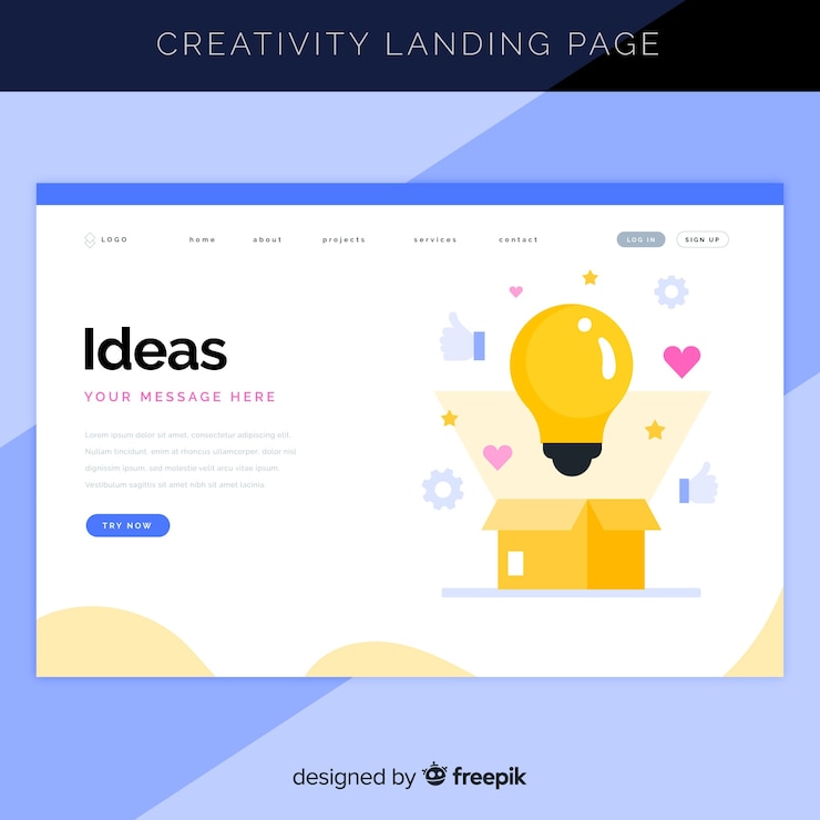 Free Vector creative process landing page