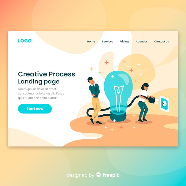 Creative process landing page