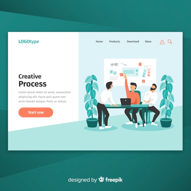 Creative process landing page