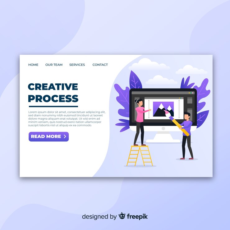 Free Vector creative process landing page
