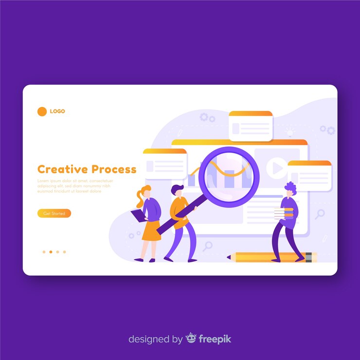 Free Vector creative process landing page
