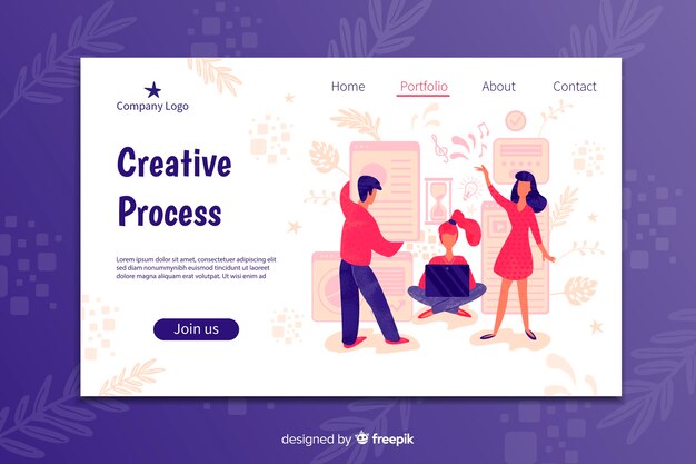 Creative process landing page