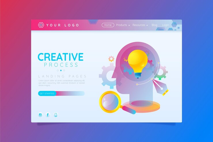 Free Vector creative process landing pages