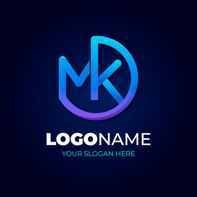 Vettore gratuito modello di logo mk professionale creativo