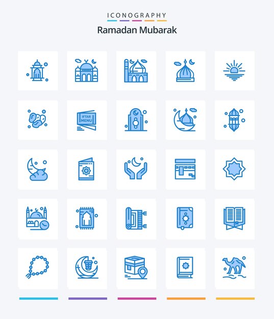 Creative Ramadan 25 roza 메뉴 열기 iftar ramadan과 같은 파란색 아이콘 팩