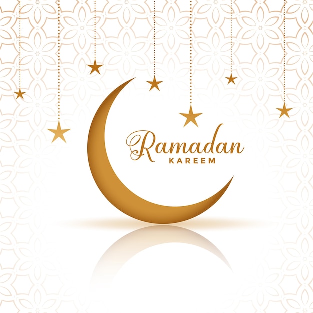 Free vector creative ramadan kareem moon and stars greeting design