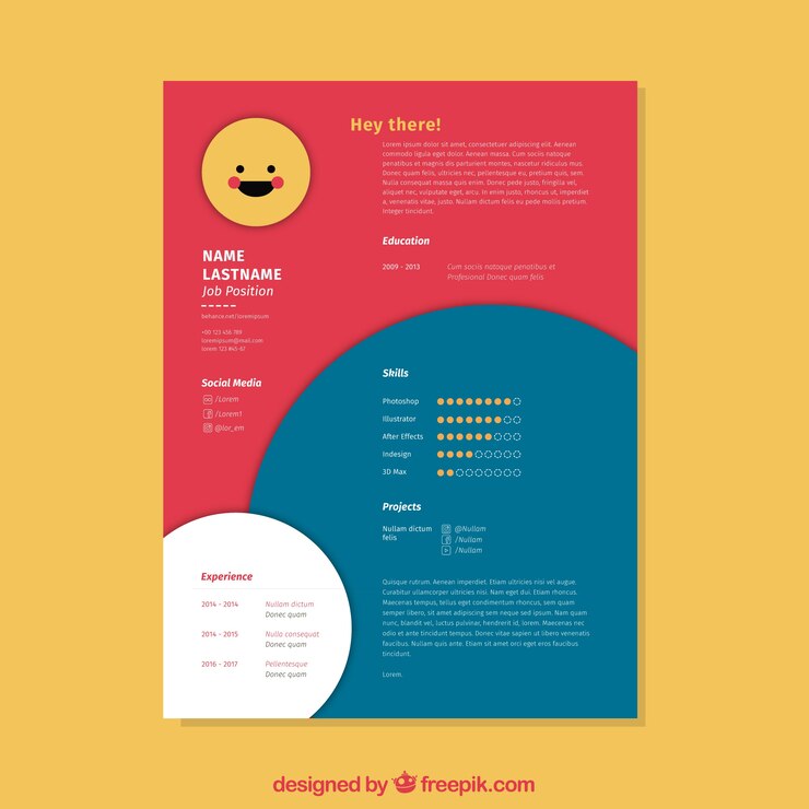 Free Vector creative red and blue cv template