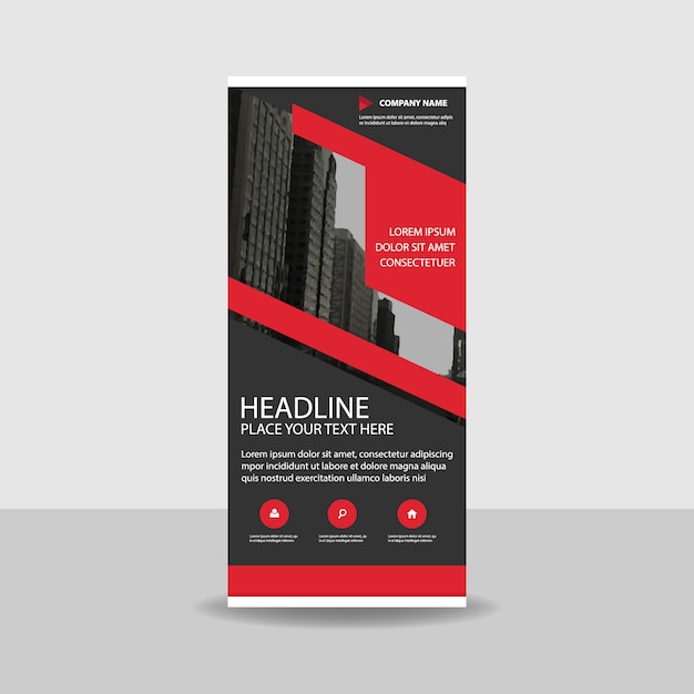 Vettore gratuito rosso creativo roll up banner template