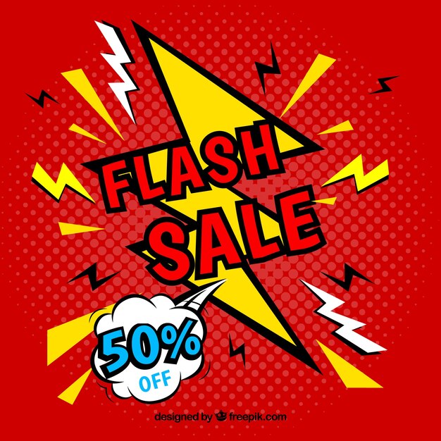 Free vector creative red flash sale background in comic style