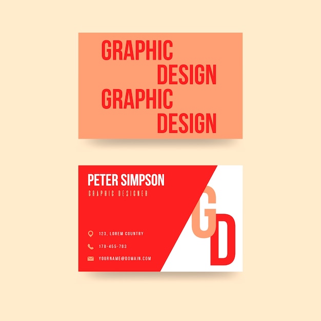 Творческий красный графический дизайнер шаблон визитной карточки