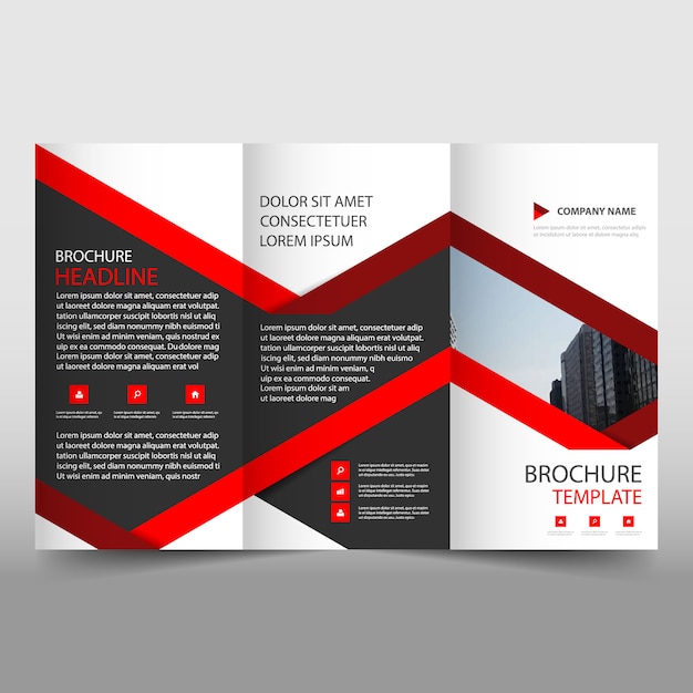 Vettore gratuito modello brochure illustrativo trifold rosso