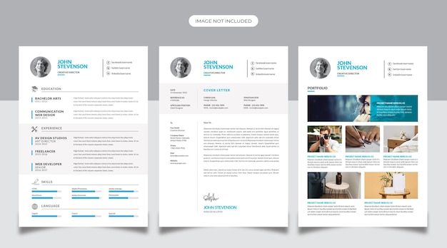 Creative resume design with cyan