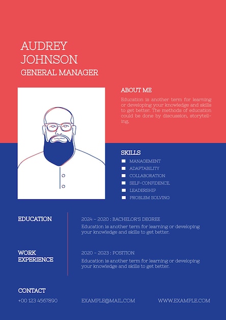 Free vector creative resume editable template for job hunt