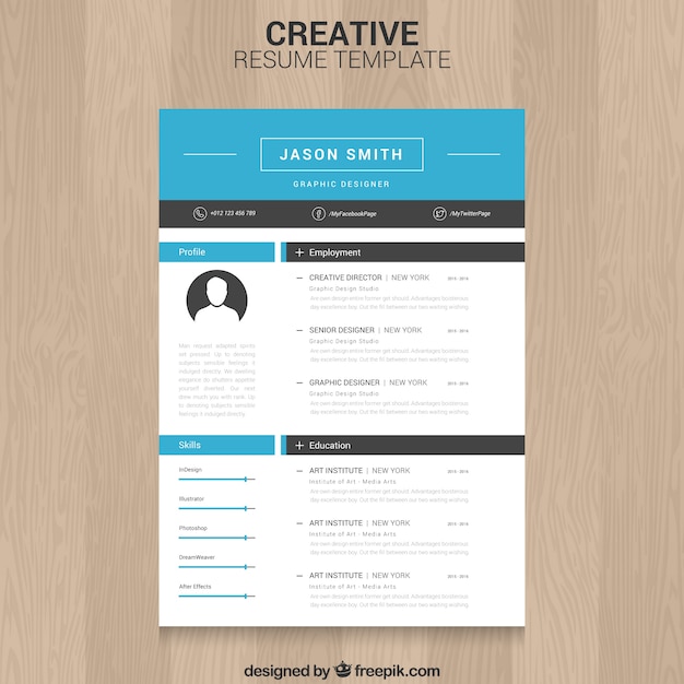 creative resume template freepik