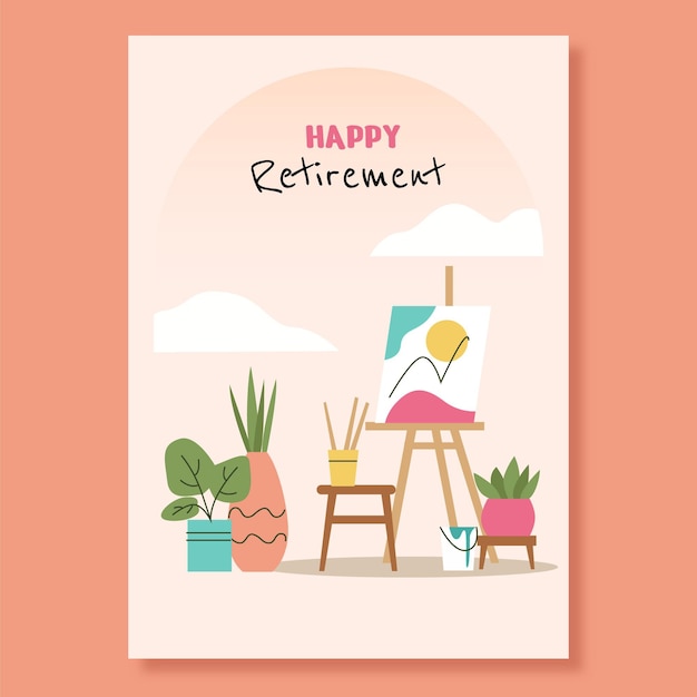 Free vector creative retirement greeting card template