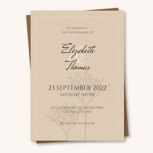 Creative rustic wedding invitation