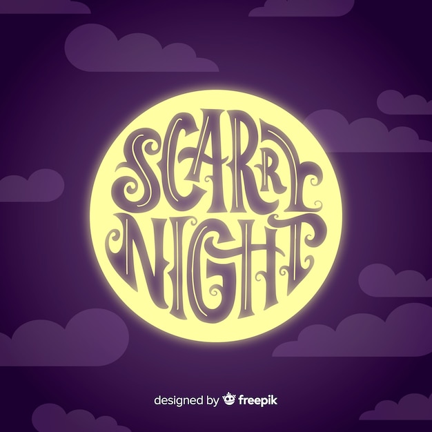 Бесплатное векторное изображение Крепкая страшная ночная надпись на хэллоуин