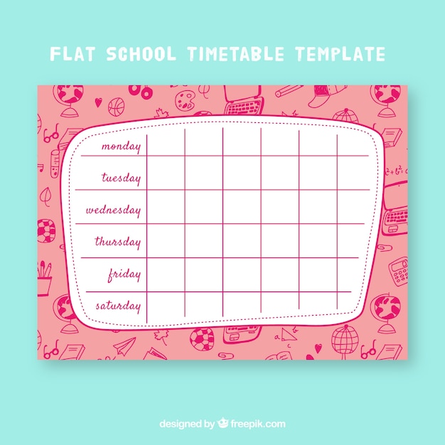 Creative school timetable template