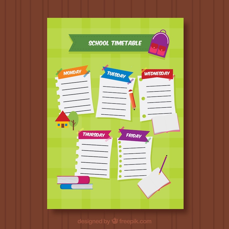 Free Vector creative school timetable