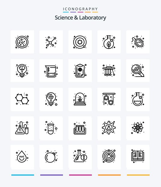 Пакет значков Creative Science 25 OutLine, такой как вирусная бактерия, вирусная банка, растение