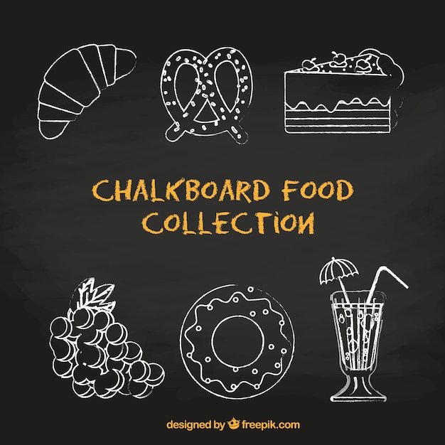 Free vector creative set of food in chalk style