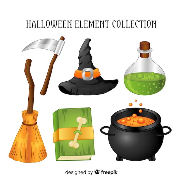 Vettore gratuito insieme creativo di elementi di halloween