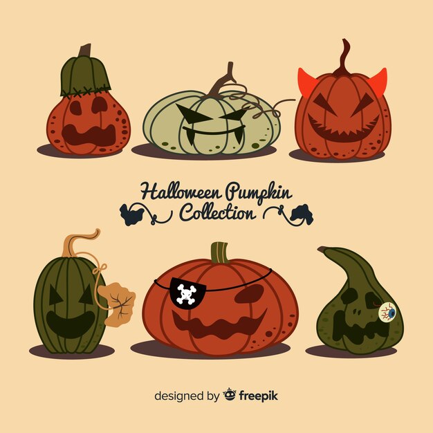 Free Vector creative set of halloween pumpkins